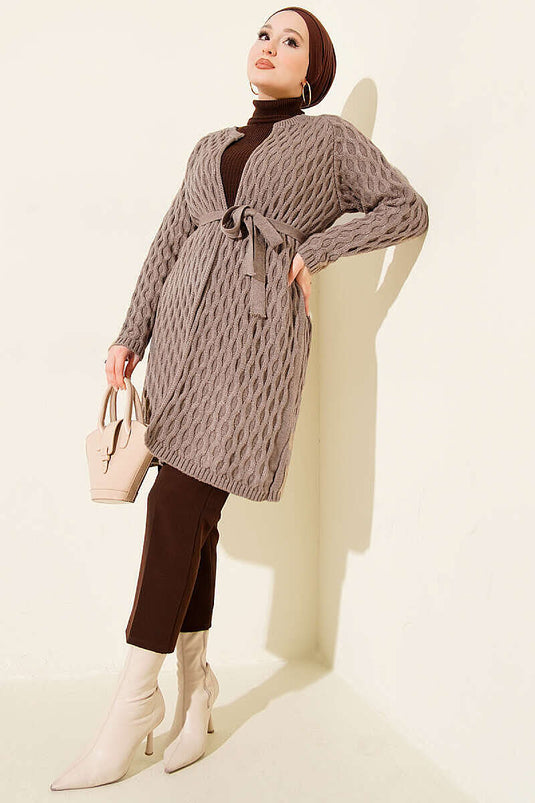 Gilet En Maille Brodé Damla Latte