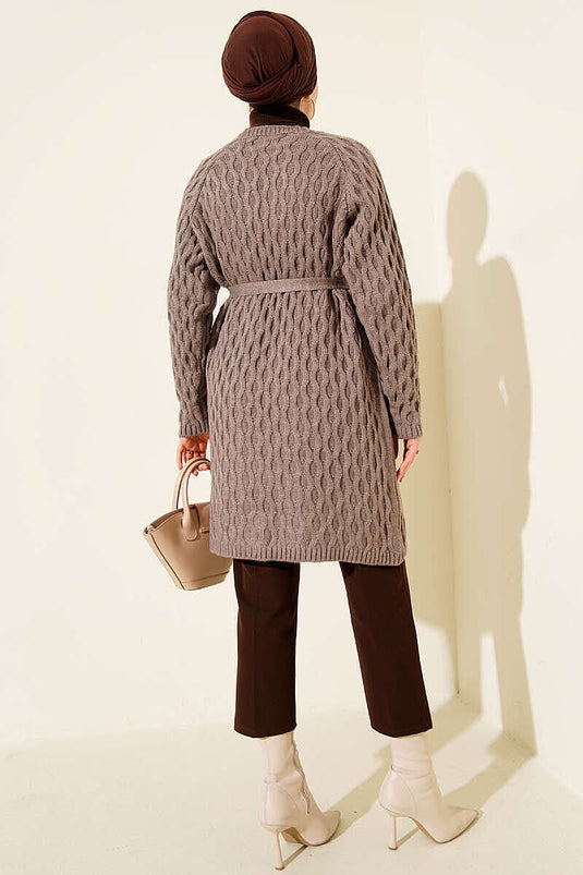 Gilet En Maille Brodé Damla Latte
