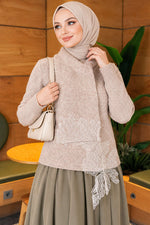 Pull En Maille Avec Détails En Dentelle Beige