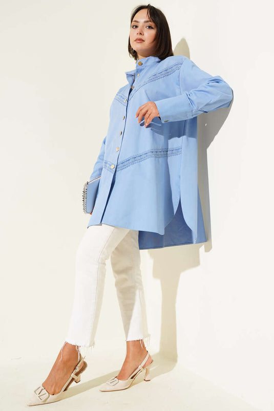 Lace Detailed Shirt Blue