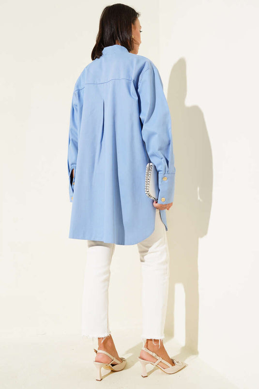 Lace Detailed Shirt Blue