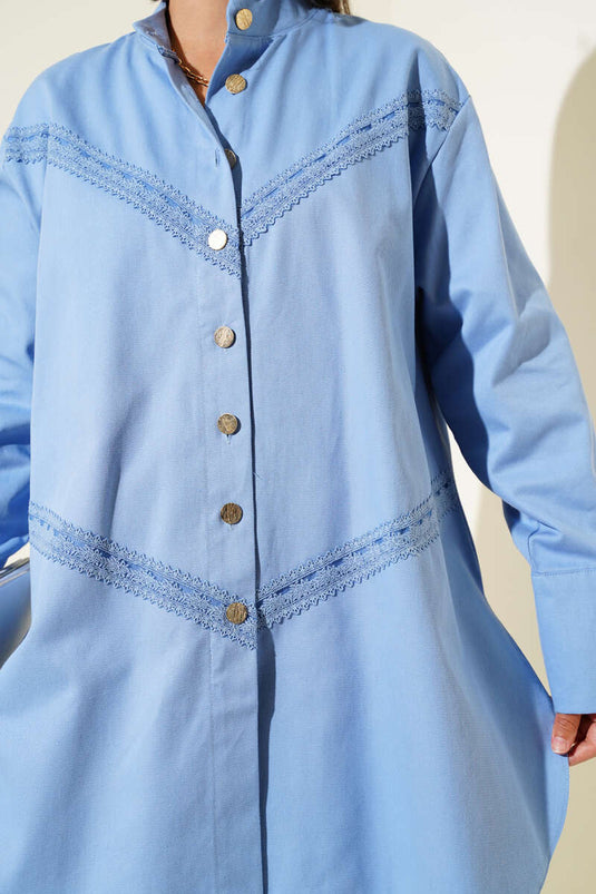 Lace Detailed Shirt Blue