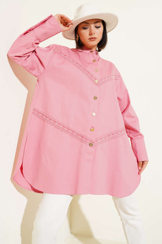 Lace Detailed Shirt Powder