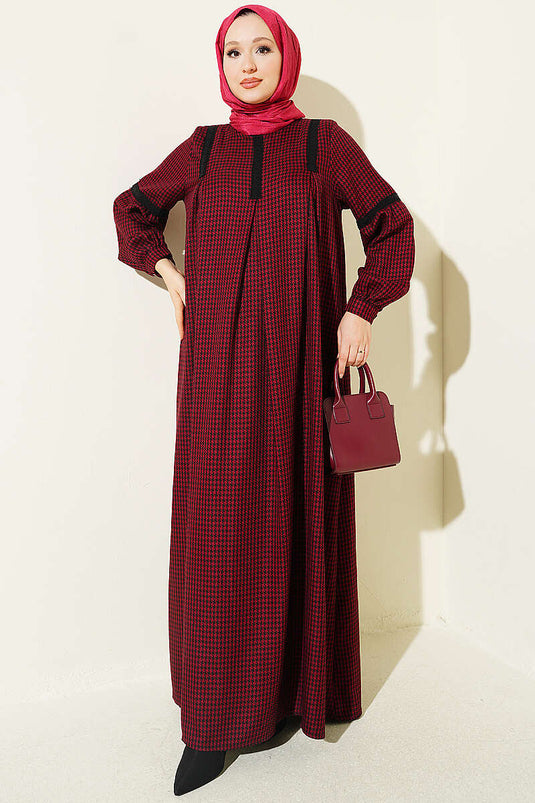 Robe À Dentelle Detalillée Bordo