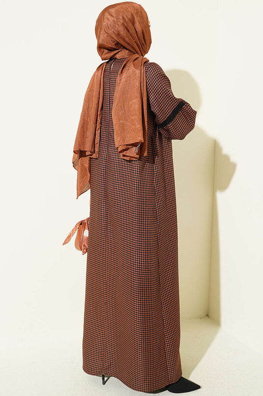 Robe Fair Isle En Dentelle Marron