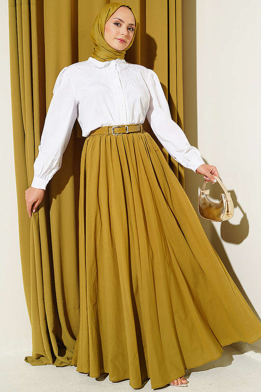 Chemise Courte Plissée En Dentelle Blanche