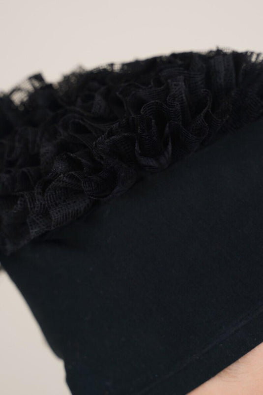 Lace Frilly Black Bonnet