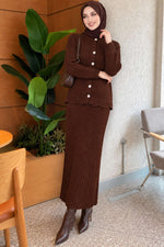 Ensemble Jupe Boutonnée Avec Broderie Et Pierres