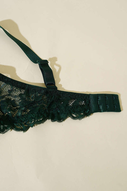 Soutien-gorge à armatures en dentelle vert émeraude