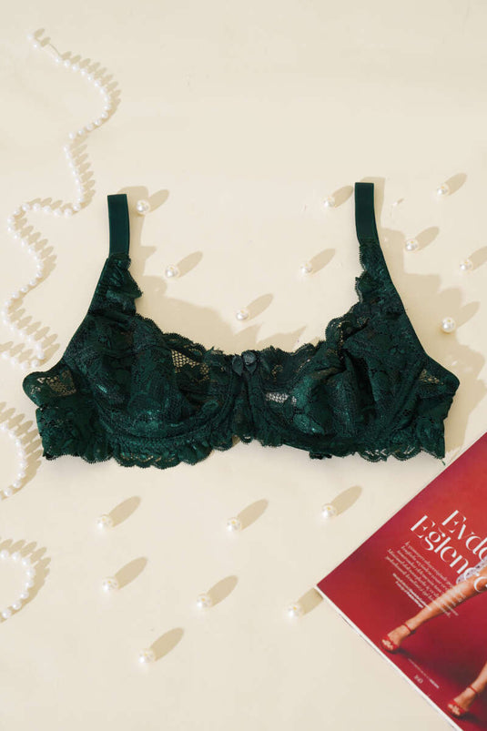 Soutien-gorge à armatures en dentelle vert émeraude