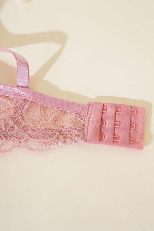 Ensemble soutien-gorge et brassière en dentelle brillante, rose poudré, rembourrée et dentelle