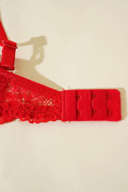 Reggiseno push-up in pizzo rosso