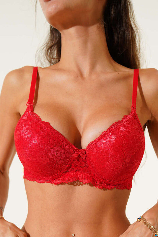 Lace Push-Up Bra Red