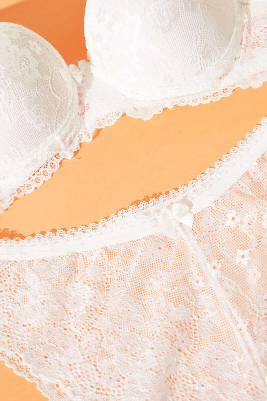 Lace Padded Bra Set Ecru