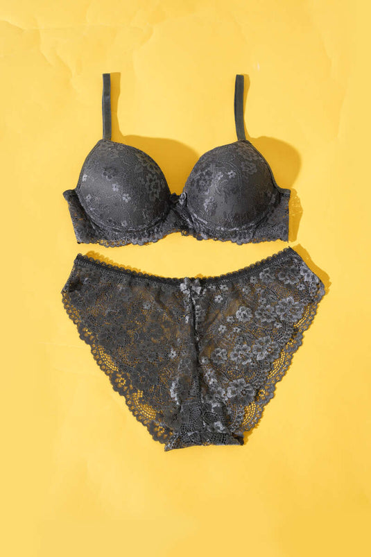 طقم حمالة صدر دانتيل غير مبطنة - أنثراسايت