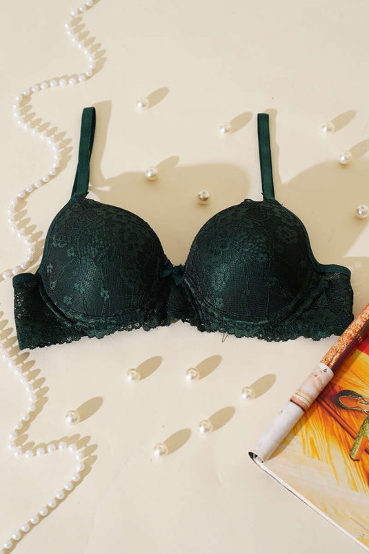 Soutien-gorge en dentelle sans rembourrage vert émeraude