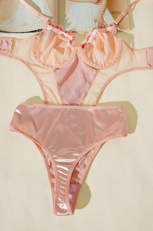 Lace Strappy Bodysuit Salmon