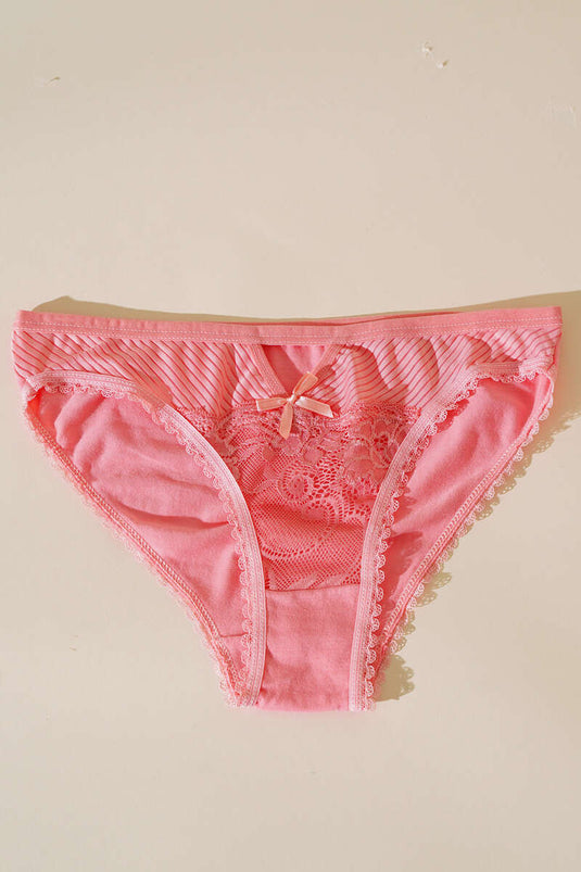 Dantelli Şerit Transparan Bayan Külot Somon