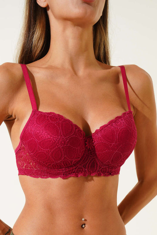 حمالة صدر دانتيل بورجوندي