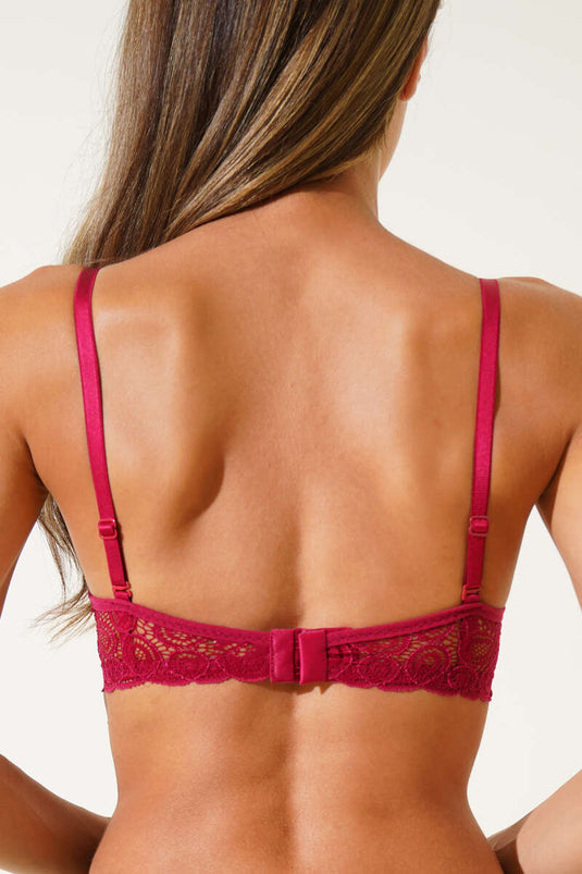 حمالة صدر دانتيل بورجوندي