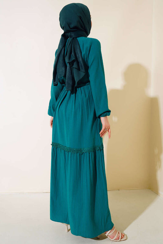 Lace Detailed Tunic Dress Emerald