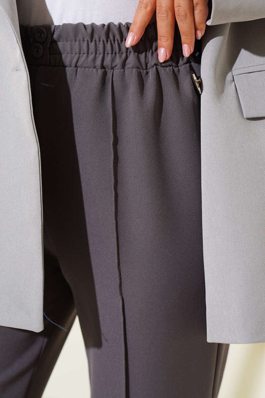 Pantalon slim à taille élastique gris ardoise