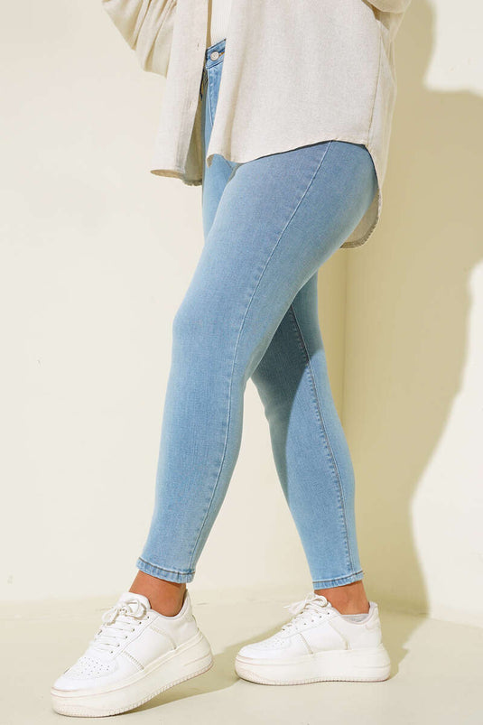 Jean skinny grande taille bleu clair