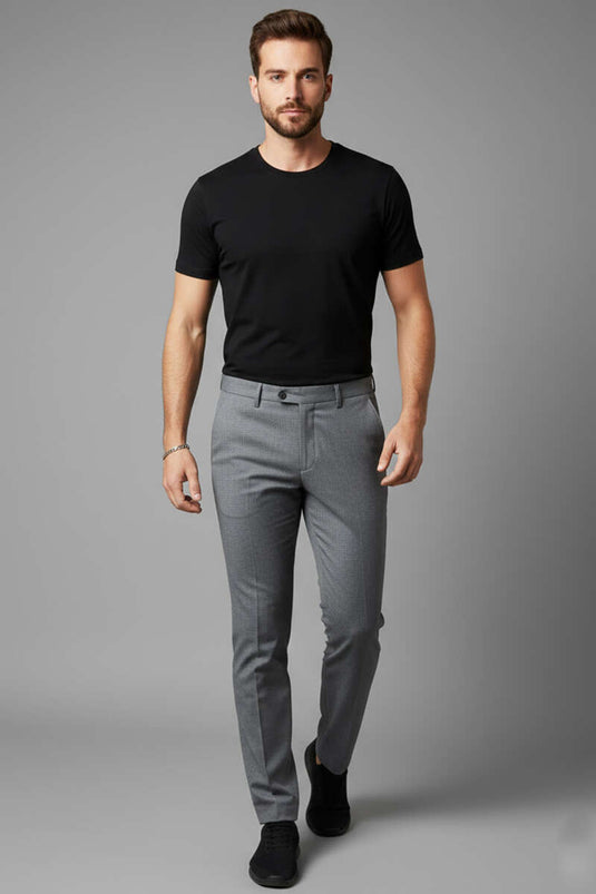 Men's Fabric Trousers with Side Pockets in Gray