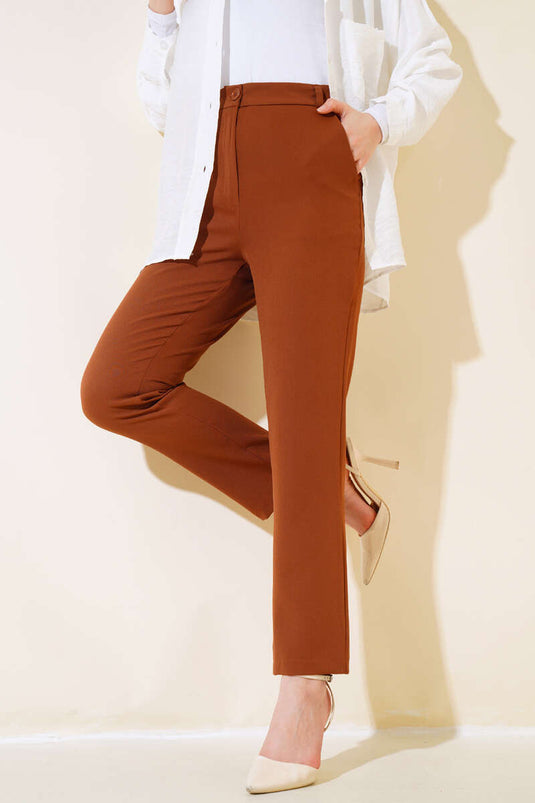 Pantalon skinny avec poches Tan