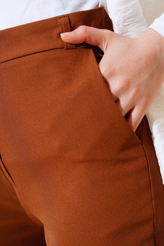 Pantalon skinny avec poches Tan