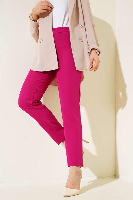 Pantalon Skinny Boutonné Prune