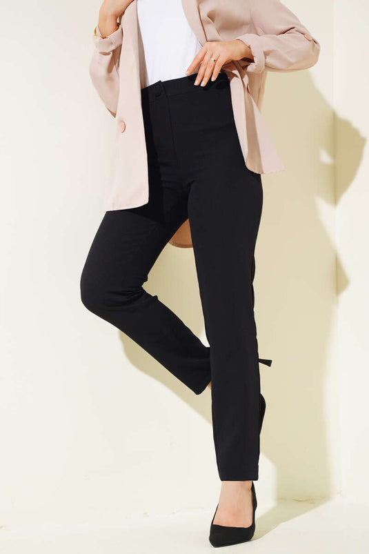 Pantalon Skinny Boutonné Noir