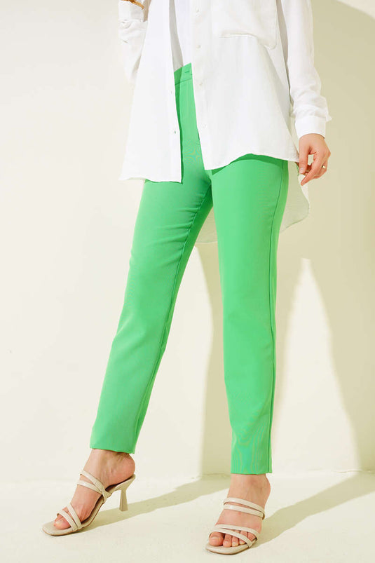 Pantalon Skinny Boutonné Vert