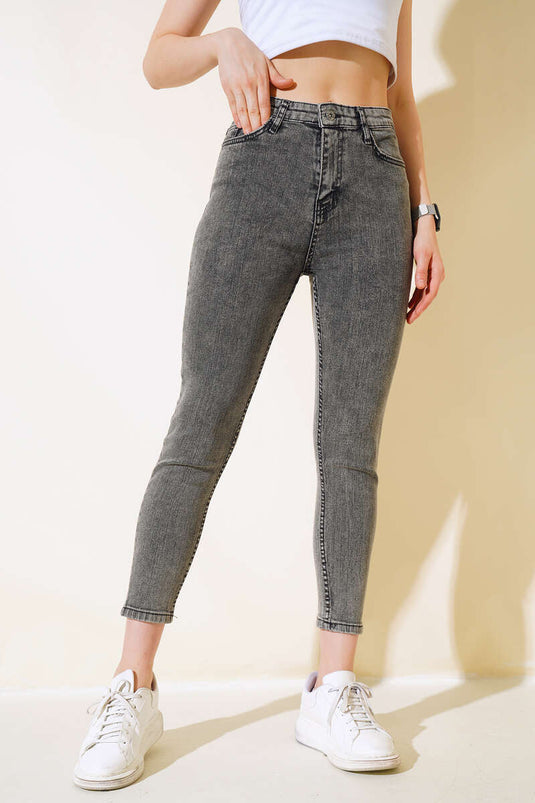 Skinny Leg Jeans Black Snow