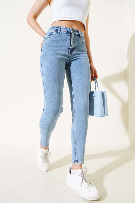 Jean skinny en lycra bleu