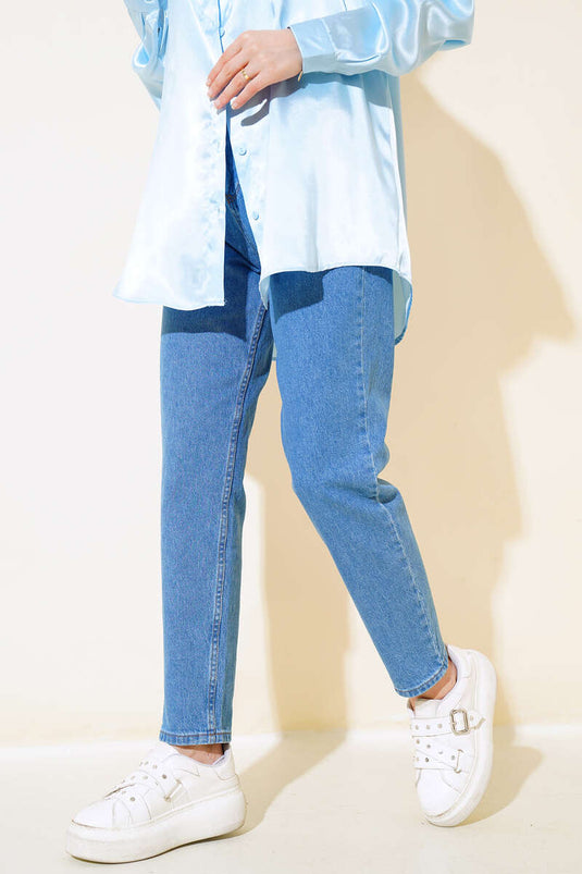 Pantalon en jean mom jean skinny bleu