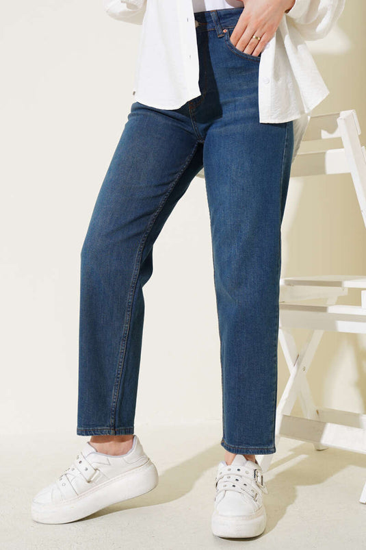 Dar Paça Mom Jeans Pantolon Kahve Tint