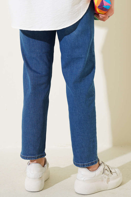 Pantalon en jean mom skinny bleu