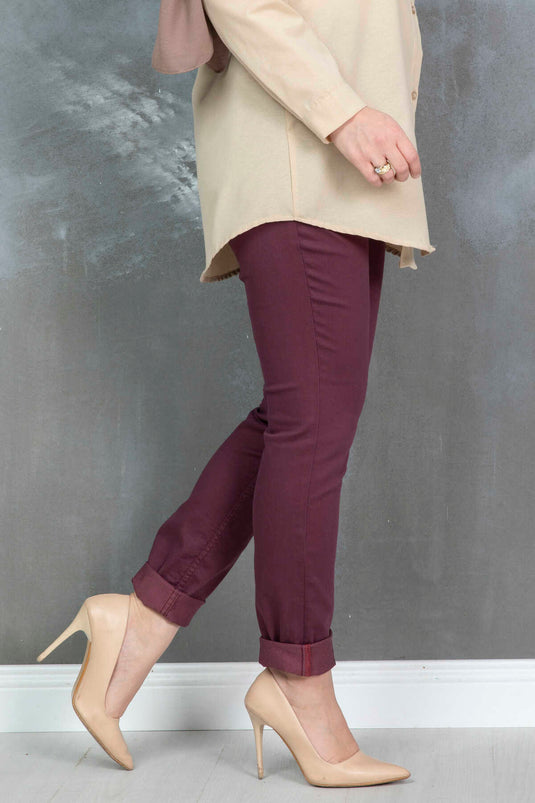 Pantaloni hijab a gamba attillata rosso bordeaux