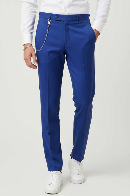 Herren-Stoffhose in schmaler Passform mit Kettendetail, Marineblau