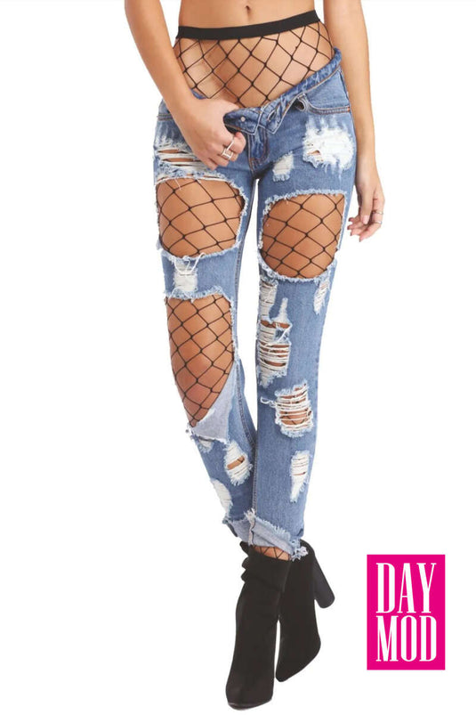 Daymod Waist Fishnet Tights 500 Black