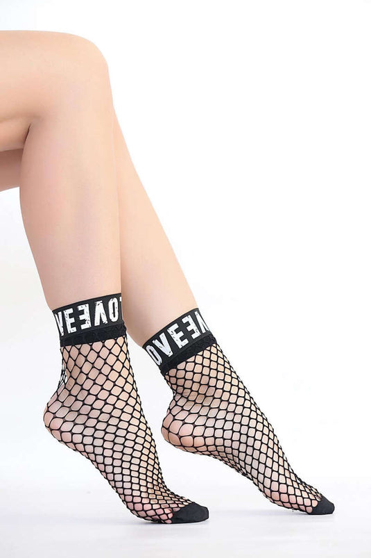 Daymod Love Fishnet Ankle Socks 500 Black