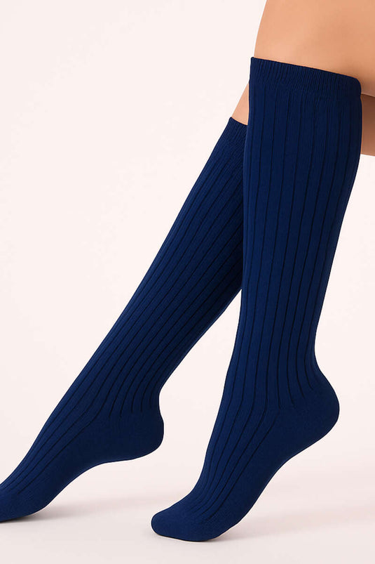Daymod Rib Fitilli Dizaltı Çorap Lacivert