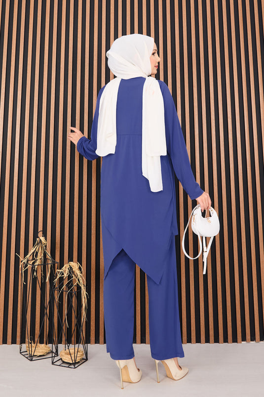 Ensemble deux pièces Sandy Hijab Indigo avec débardeur drapé