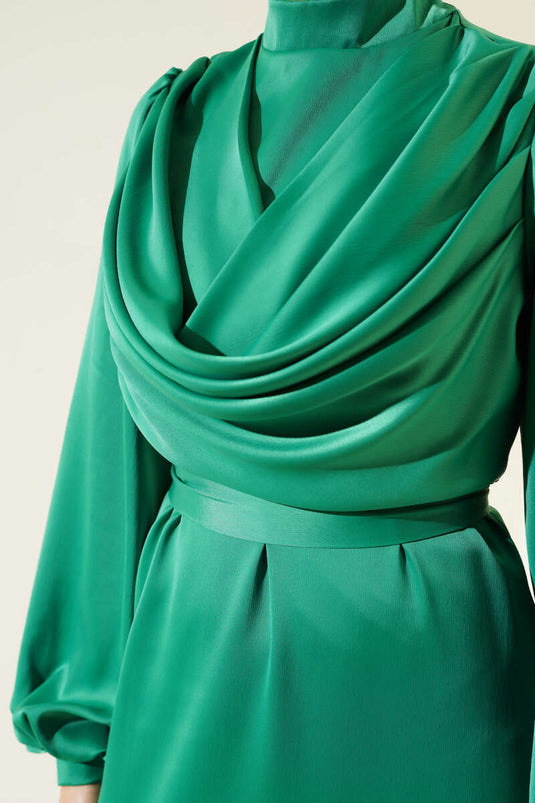 Robe De Soirée Col Plongeant Vert