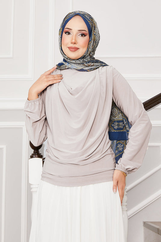 Chemisier Sandy à col bénitier beige clair