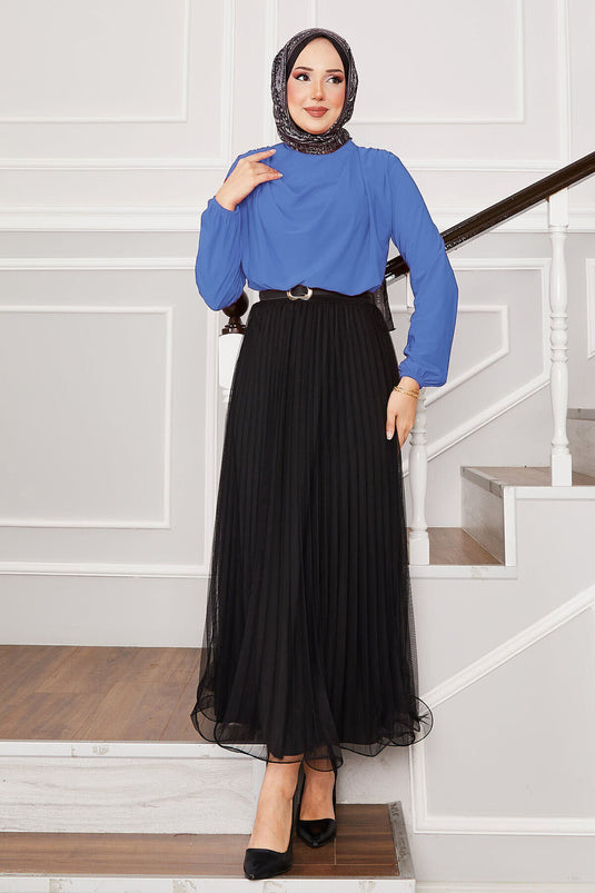 Cowl Neck Sandy Blouse Baby Blue