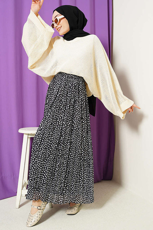 Pull En Maille Beige À Manches Chauve-Souris