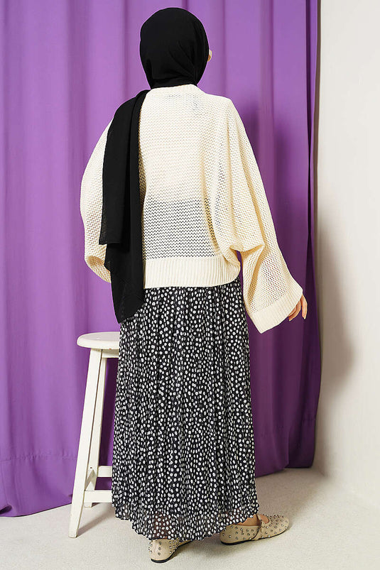 Pull En Maille Beige À Manches Chauve-Souris