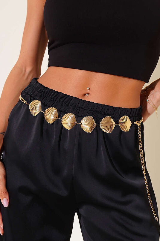 Ceinture chaîne dorée avec symbole coquille Deniz